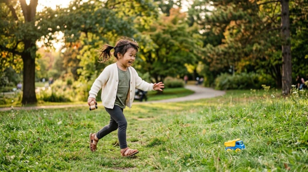 criança brincando ao ar livre em parque