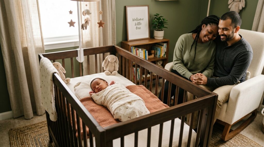 rotina do recém nascido dormindo no berço